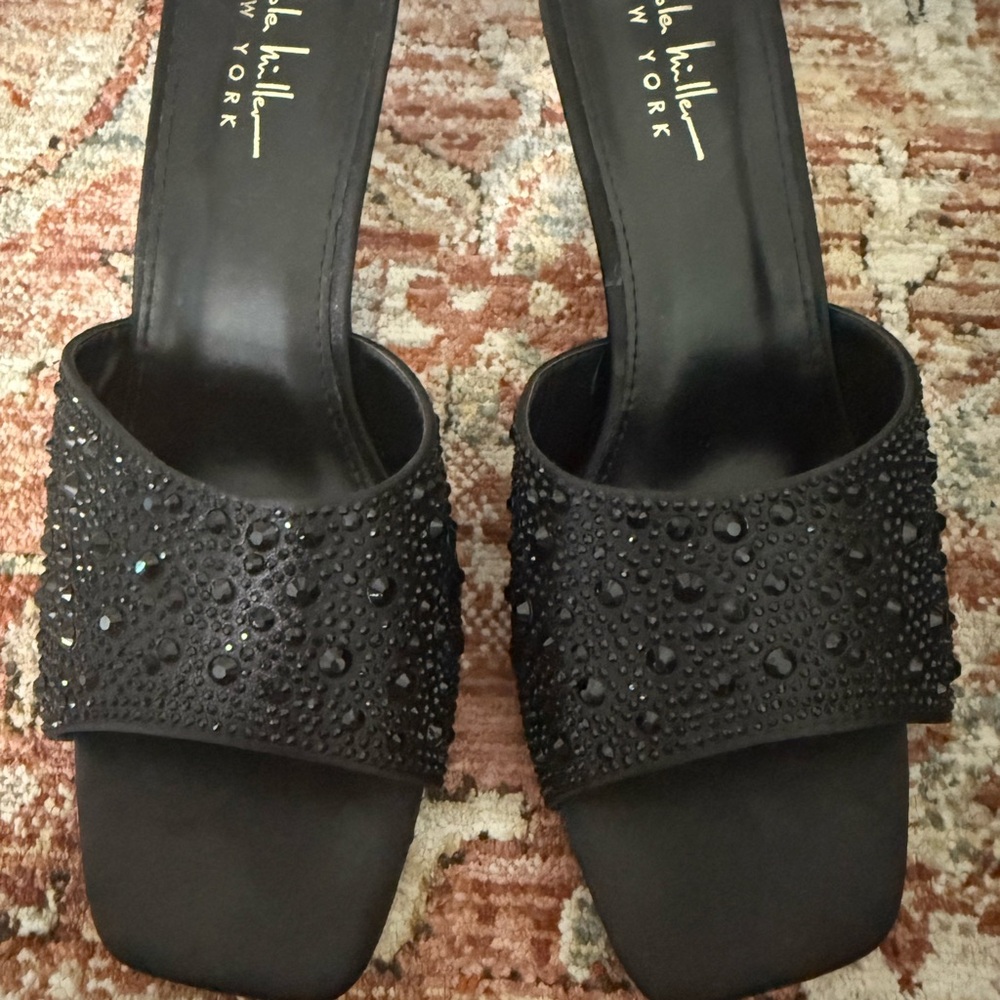 Nicole Miller Black Beaded Mules